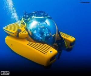 yapboz Denizin dibindeki küçük denizaltı